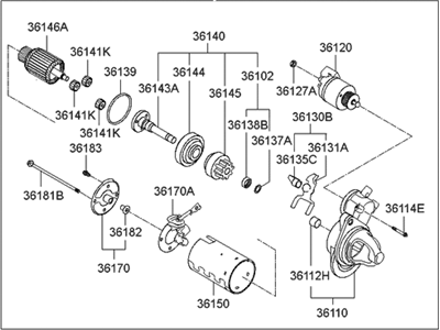 2014 Hyundai Genesis Starter Motor - 36100-3C240