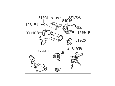 Hyundai 81905-39030 Lock Key & Cylinder Set