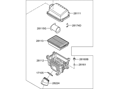 2020 Hyundai Elantra Air Filter Box - 28110-F2500