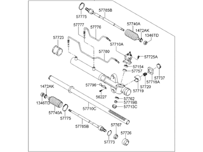 Hyundai 57710-26500 Gear & Linkage Assembly-Power Steering