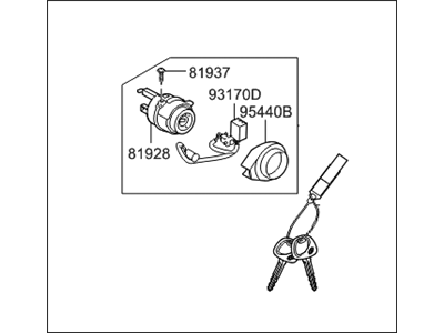 Hyundai 81900-2MB00 Key Sub Set-Steering Lock