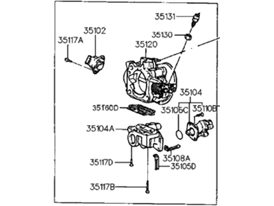 1989 Hyundai Sonata Throttle Body - 35100-33300