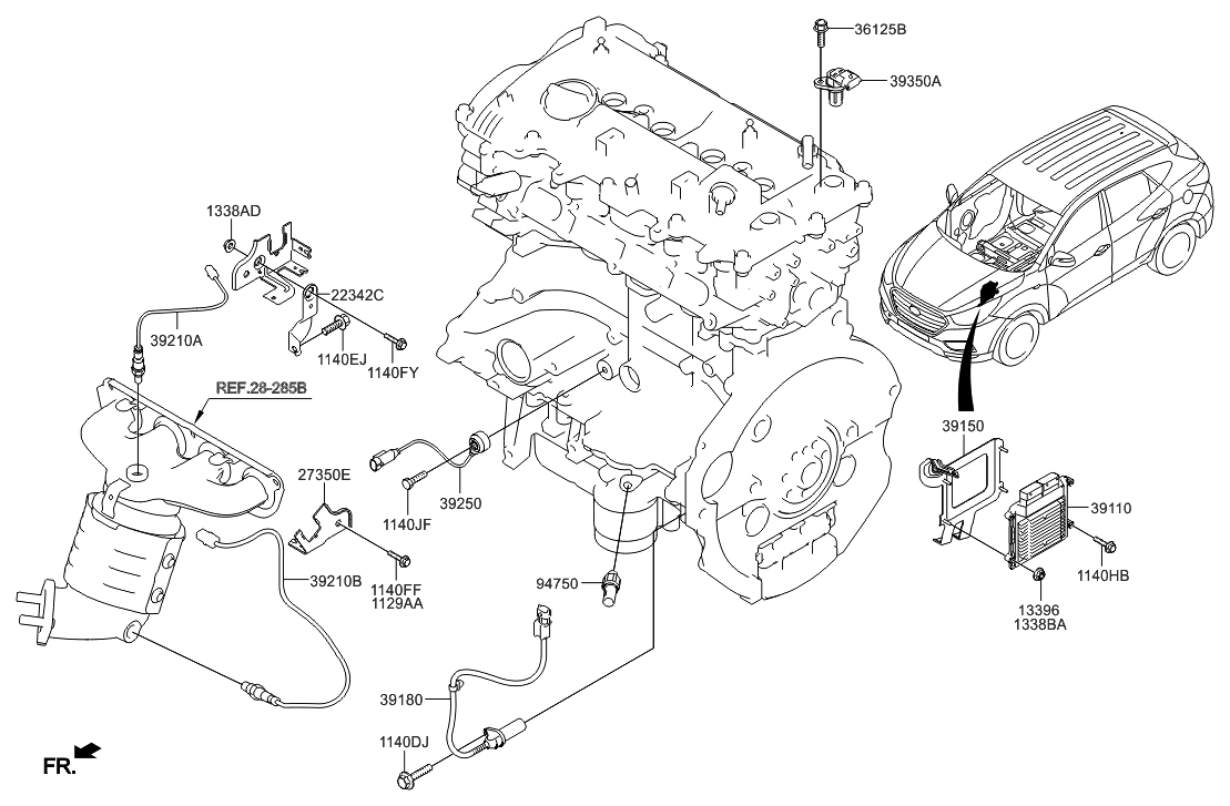 2002 Hyundai Santa Fe Power Steering Gear Box