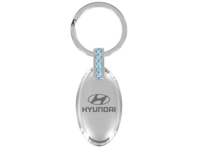 Hyundai 00402-21110 Oval shape keychain with 4 blue crystals