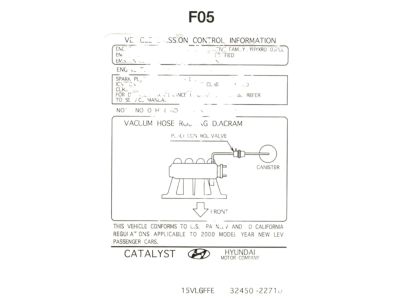 Hyundai 32450-22710 Label-Emission Control