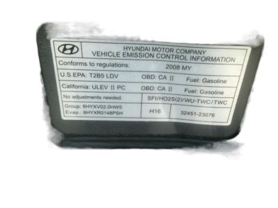 Hyundai 32451-23076 Label-Emission Control