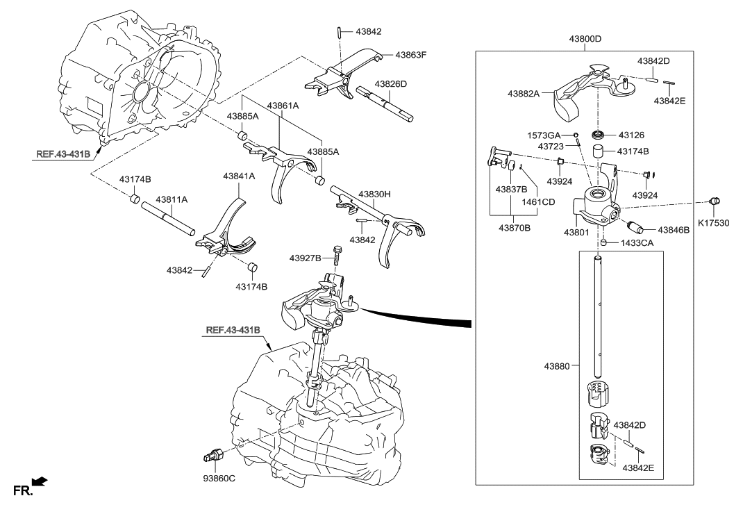 2014 Hyundai Tucson Gear Shift ControlManual