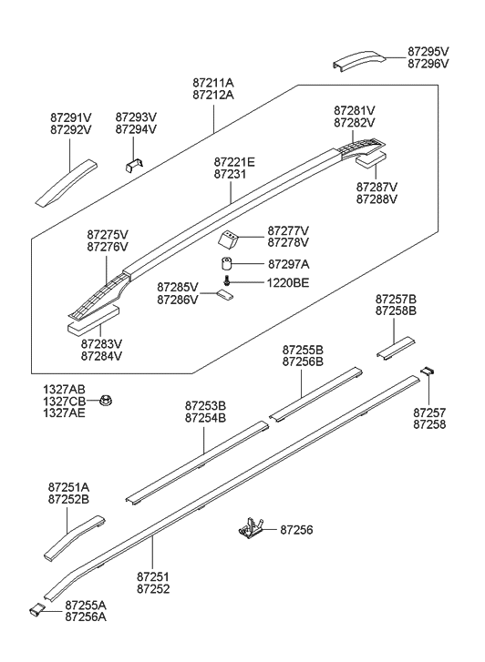 8729126000 Genuine Hyundai COVERROOF RACK FRONT,LH