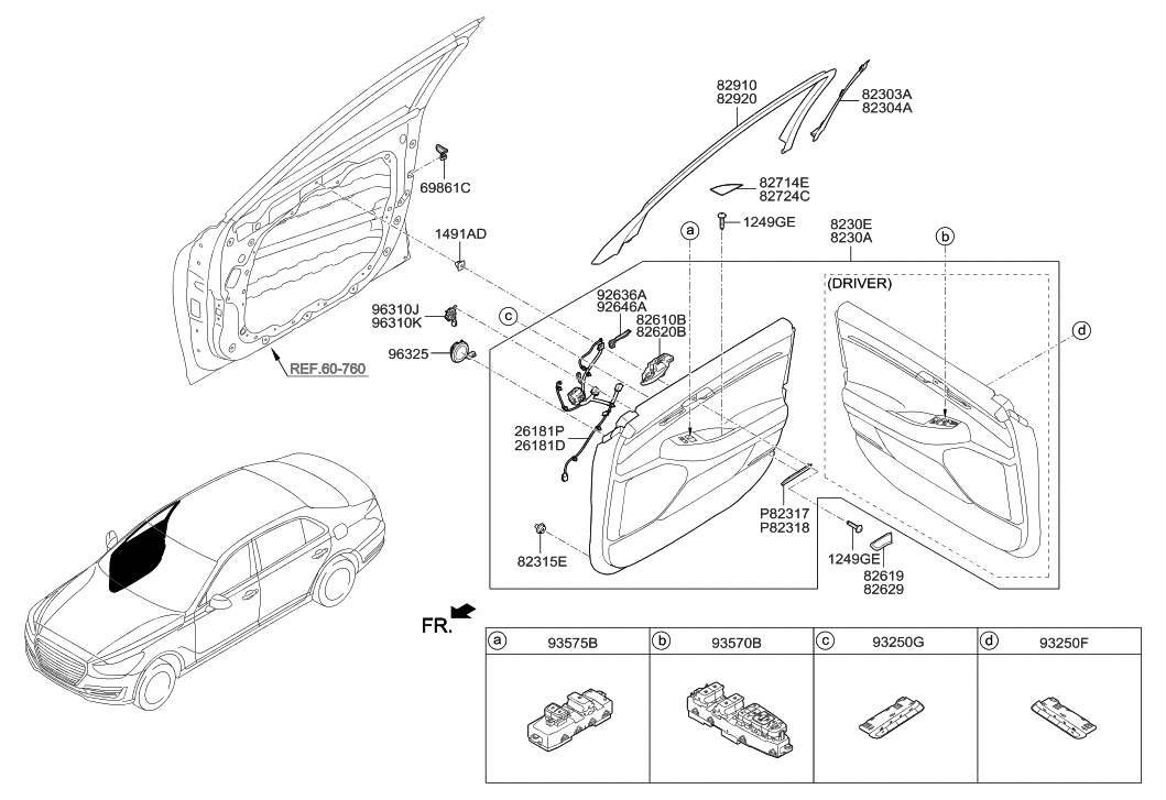 93570D2000VV5 Genuine Hyundai Power Window Main Switch Assembly