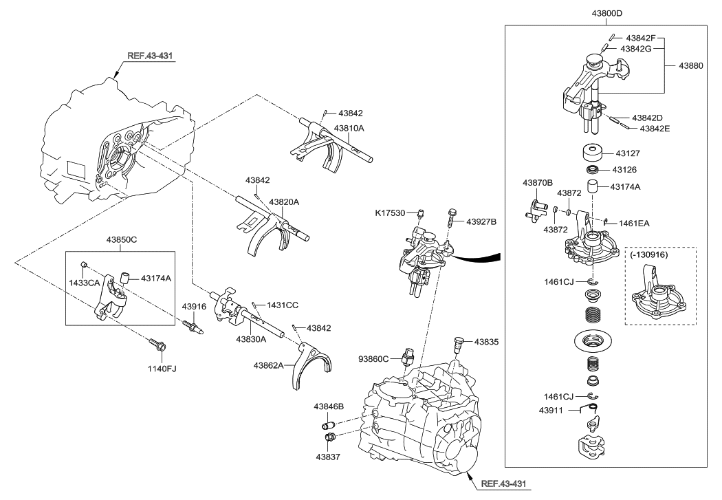 2013 Hyundai Elantra GT Gear Shift ControlManual