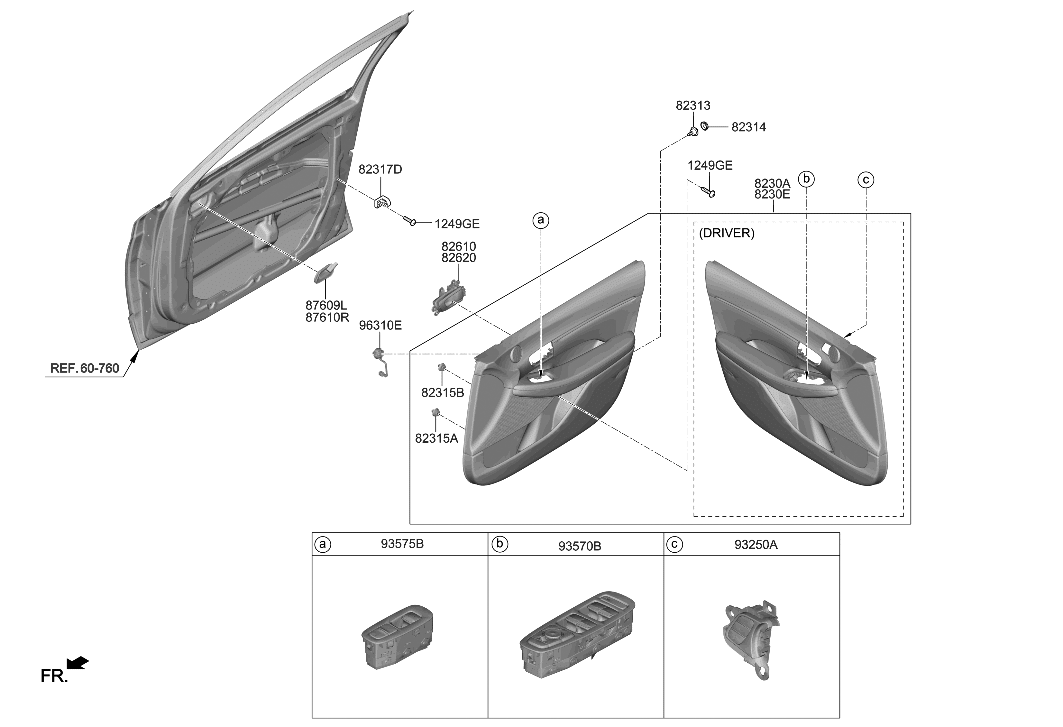 93570L1000NNB Genuine Hyundai Power Window Main Switch Assembly