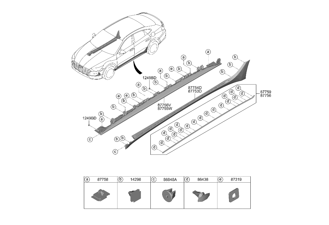 87771L0000 Genuine Hyundai PieceSide SILL MLDG Und,LH