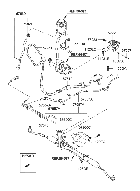 2011 Hyundai Accent Old Body Style Power Steering Oil Line