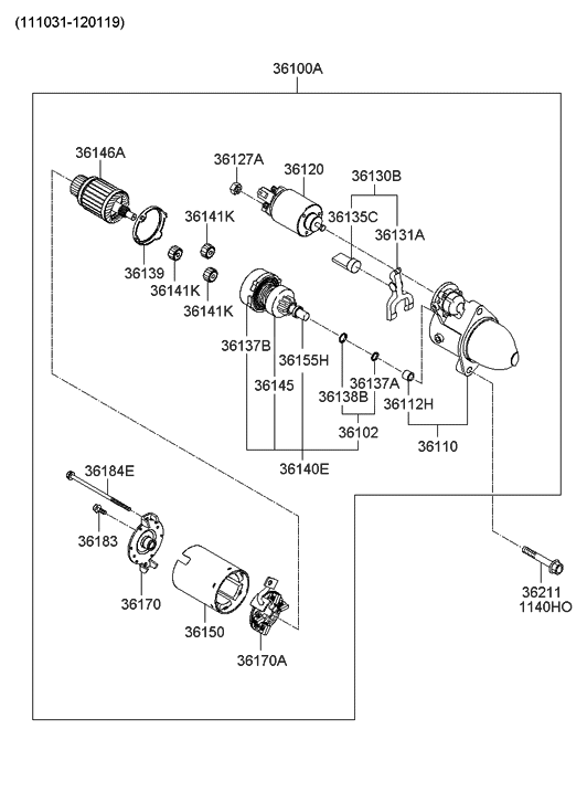 36120-2G200 - Genuine Hyundai SWITCH ASSEMBLY-STARTER MAGNETIC