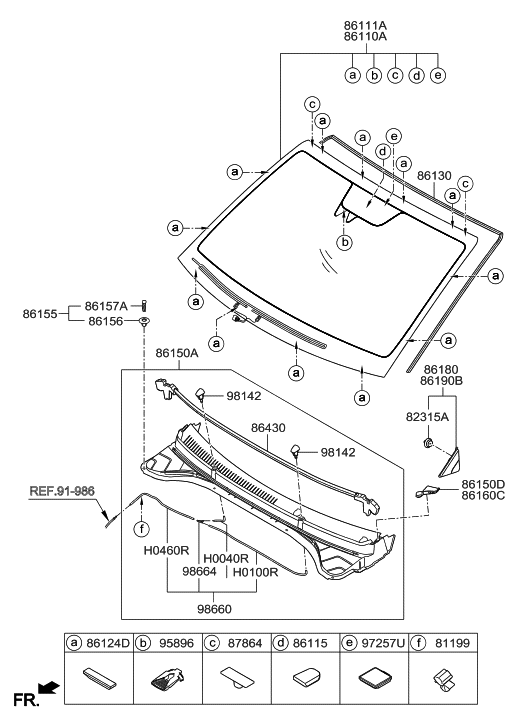 86111F2110 Genuine Hyundai GLASSWINDSHIELD