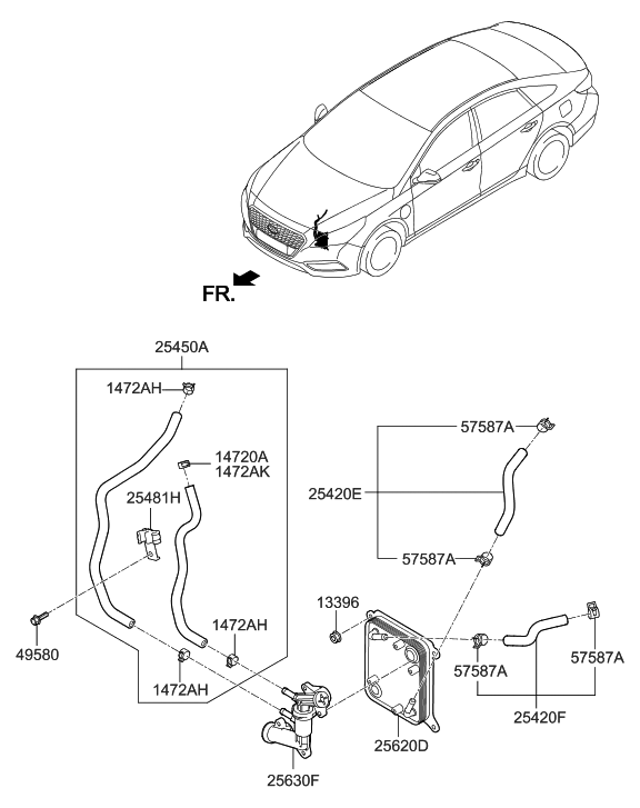 25450E6500 Genuine Hyundai HOSE & CLAMP ASSEMBLY