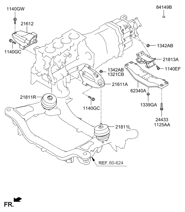 21832-2M200 Genuine Hyundai Insulator-Transmission Mounting