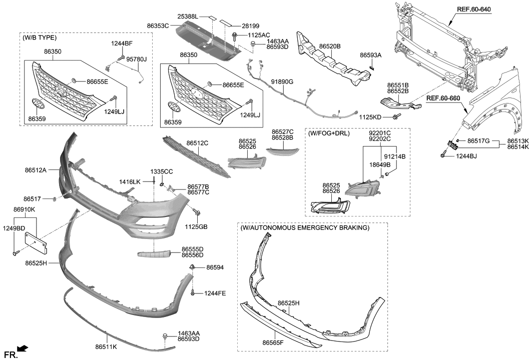 86512D3500 Genuine Hyundai COVERFR BUMPER,LWR