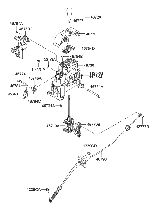 2010 Hyundai Veracruz Shift Lever Control (ATM)