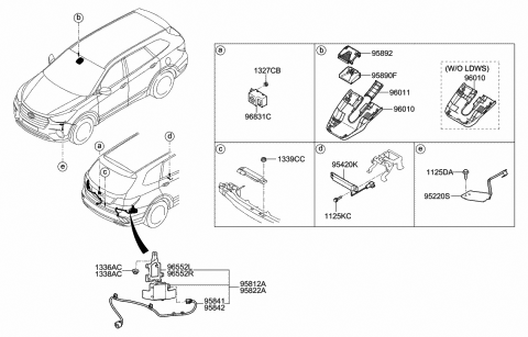 2018 Hyundai Santa Fe Cover-Rain Sensor,Inner Diagram for 96011-2W000