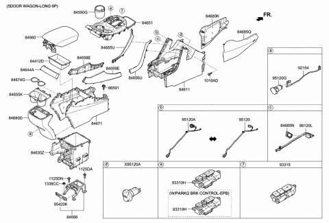 2017 Hyundai Santa Fe Tray-Console,Rear Diagram for 84655-2W100-UNB