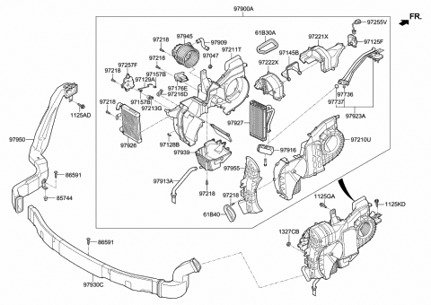 2017 Hyundai Santa Fe Case C-Blower Unit Diagram for 97957-B8000