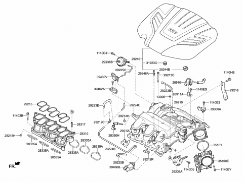 Genuine Hyundai 29240-39700 Engine Cover Assembly