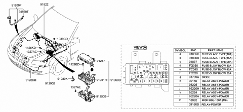 2009 Hyundai Sonata Wiring Assembly-Front Diagram for 91251-0A011