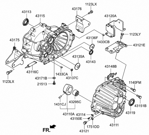 2008 Hyundai Sonata Bracket-Roll Support,Rear Diagram for 43176-24000