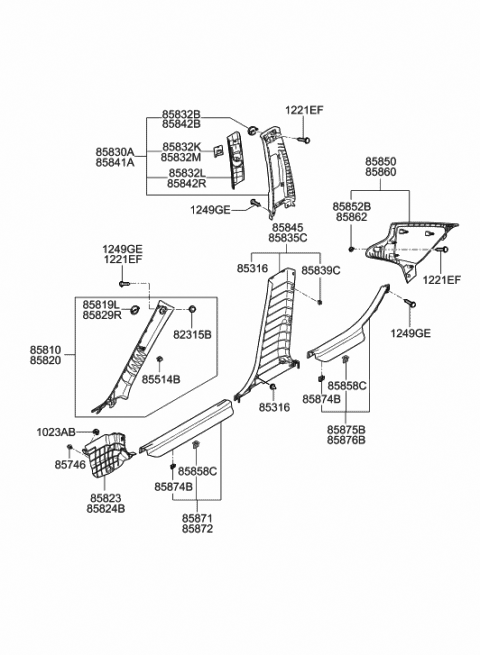 Right Genuine Hyundai 85860-2L600-TX Pillar Trim Assembly Rear Right Genuine Hyundai 85860-2L600-TX Pillar Trim Assembly Rear