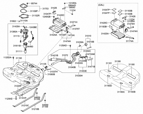 2007 Hyundai Sonata Pad-Fuel Tank Diagram for 31101-3K660