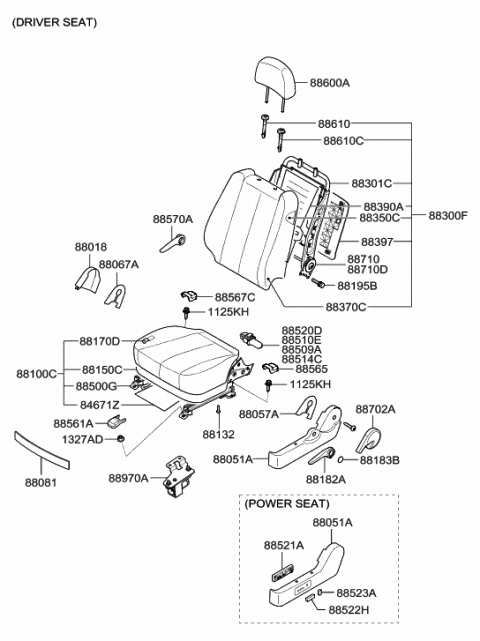 Front Driver Side Genuine Hyundai 88150-0A000 Seat Cushion Pad Assembly Front Driver Side Genuine Hyundai 88150-0A000 Seat Cushion Pad Assembly