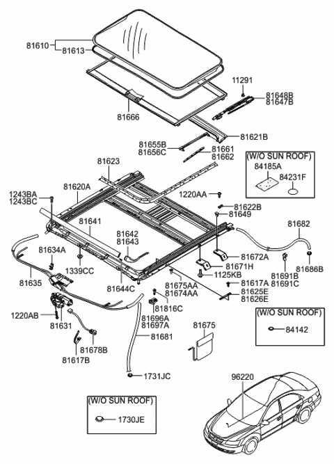 2010 Hyundai Sonata Harness Assembly-Sunroof Diagram for 81678-3K000