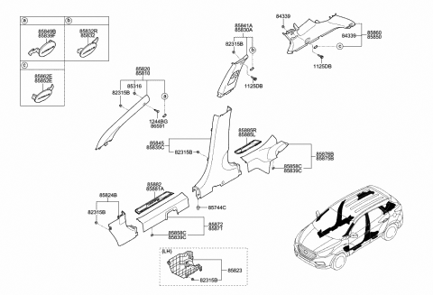 2014 Hyundai Tucson Trim Assembly-Rear Door Scuff RH Diagram for 85885-2S001-9P