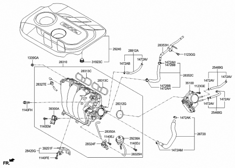 2014 Hyundai Tucson Valve-Solenoid Diagram for 28324-2G700