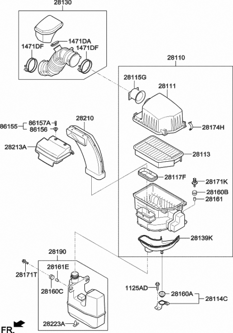 2014 Hyundai Tucson Resonator Assembly Diagram for 28190-2S100