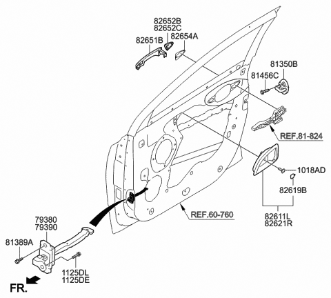 2014 Hyundai Tucson Front Rear Lr Outside Car Door Handles Diagram for 82651-2S710