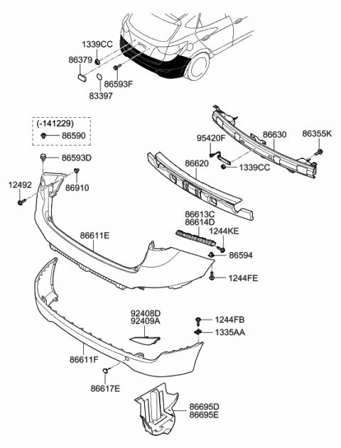 2014 Hyundai Tucson Absorber-Rear Bumper Energy Diagram for 86620-2S000