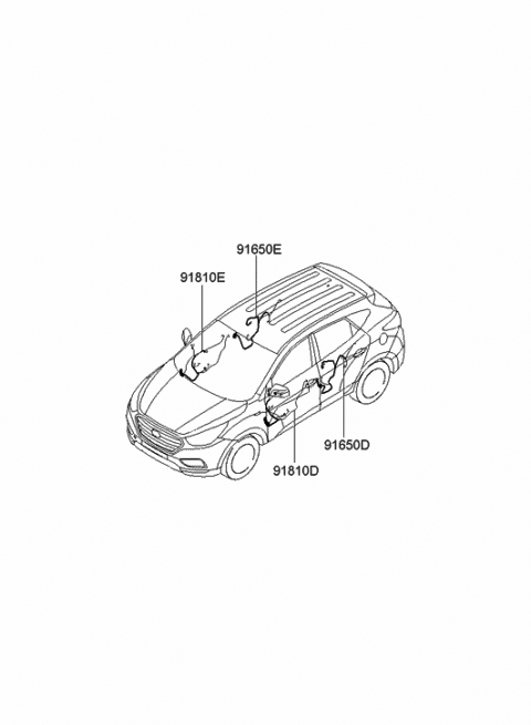 2014 Hyundai Tucson Wiring Assembly-Rear Door RH Diagram for 91660-2S510