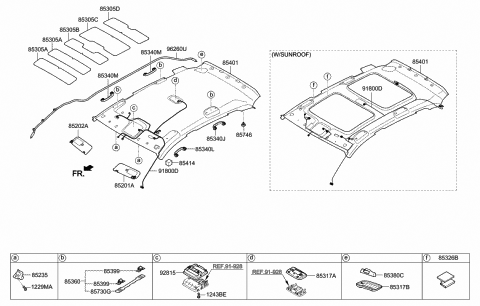 2014 Hyundai Tucson Sun Visor Assembly, Right Diagram for 85220-2S080-MCH