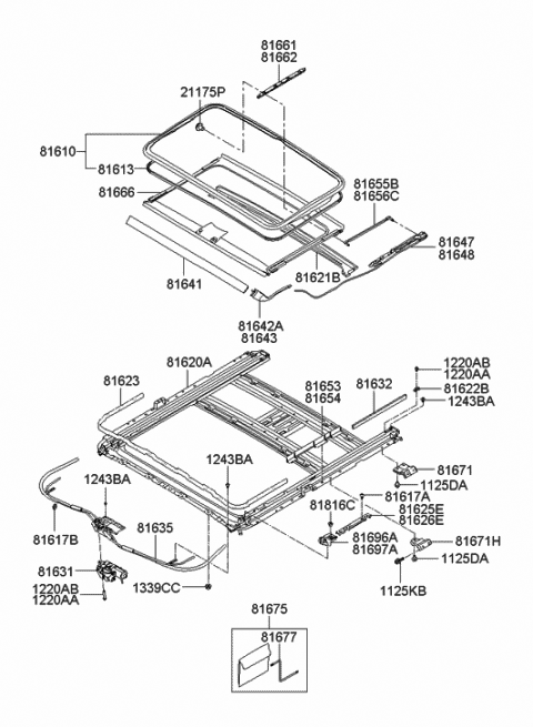 81654 2B000 Genuine Hyundai Rail Assembly Sunroof Guide RH