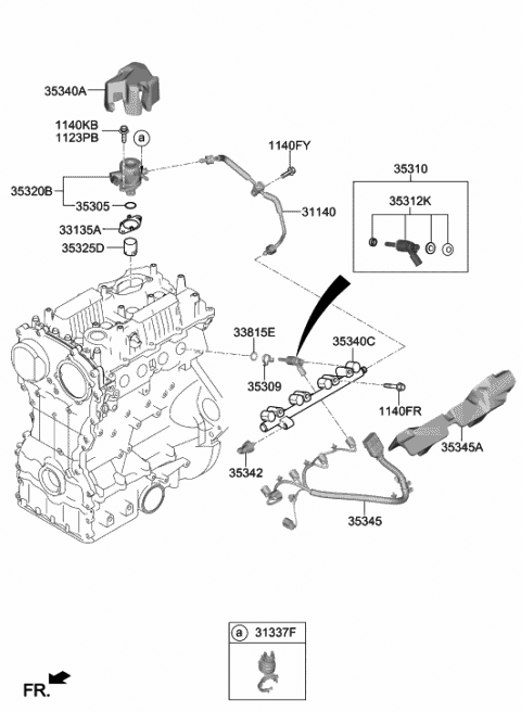 2020 Hyundai Genesis G70 Clip-Fuel Injector Diagram for 35309-3L000