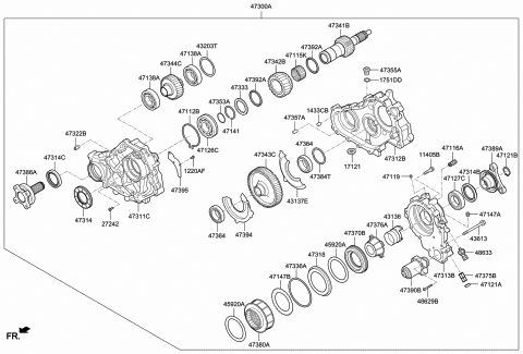 2020 Hyundai Genesis G70 Bearing Diagram for 47364-39010
