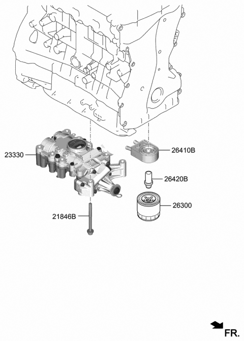 2020 Hyundai Genesis G70 Engine Oil Filter Assembly Diagram for 26300-35504