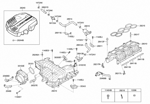 2020 Hyundai Genesis G70 Hose-Water Diagram for 25468-3L110