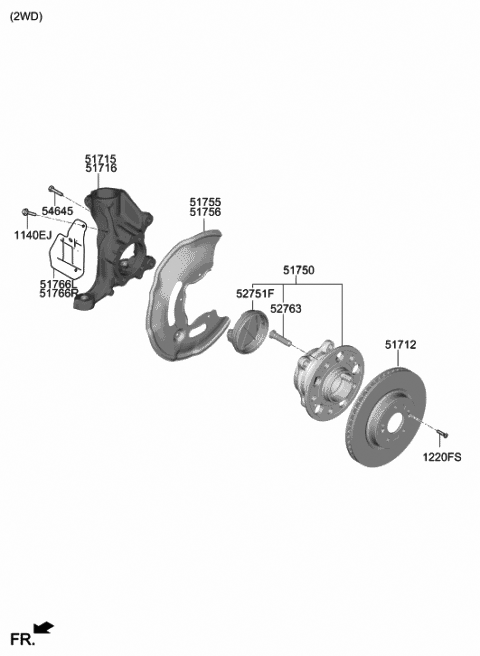 2019 Hyundai Genesis G70 Disc-Front Wheel Brake Diagram for 51712-J5550