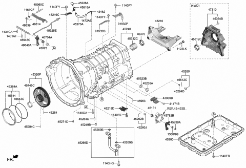 2020 Hyundai Genesis G70 Case Assembly-Automatic Transaxle Diagram for 45240-4J101