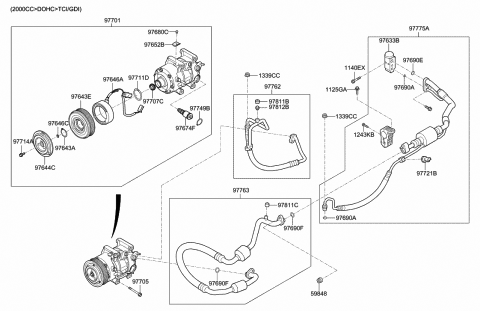2019 Hyundai Genesis G70 PULLEY Assembly-Air Conditioning Compressor Diagram for 97643-F6100