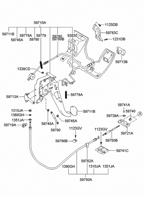 2005 Hyundai XG350 Damper-Pedal Diagram for 59790-39600