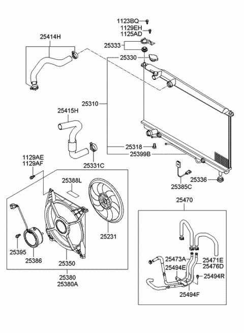 2001 Hyundai XG300 Tube Assembly-Oil Cooler Diagram for 25470-39160